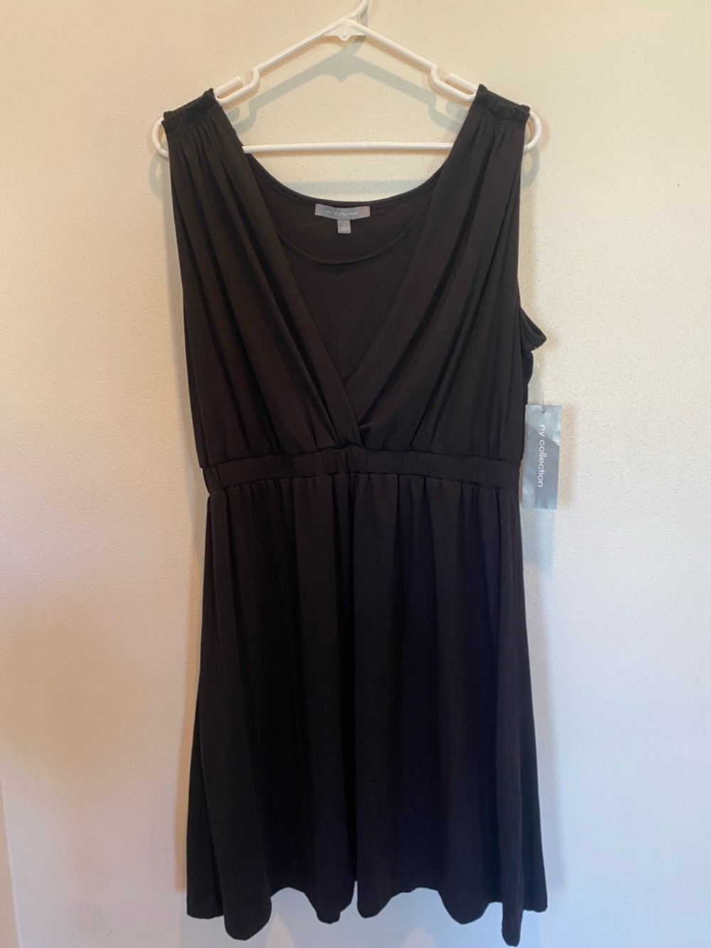 NY Collection Black Sleeveless V-Neck Midi Dress -NWT